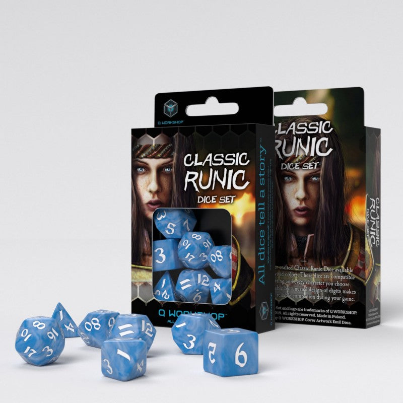 Q-WORKSHOP DICE SET CLASSIC RUNIC GLACIER