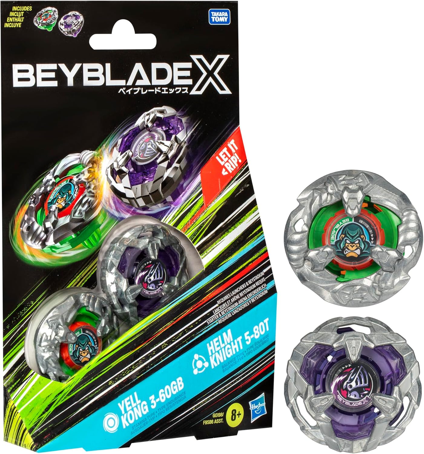 BEYBLADE X - DUAL PACK - YELL KONG 3-60GB + HELM KNIGHT 5-80T
