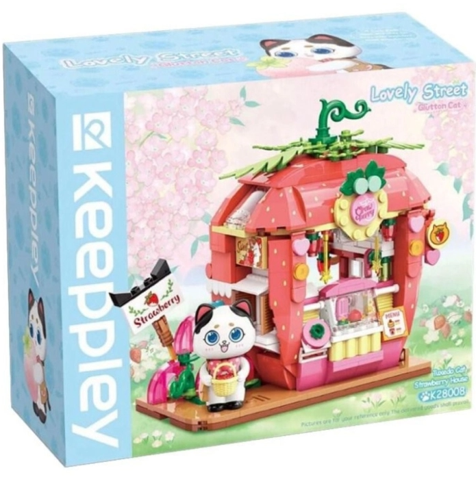 KEEPLAY LOVELY STREET - TUXEDO CAT STRAWBERRY HOUSE