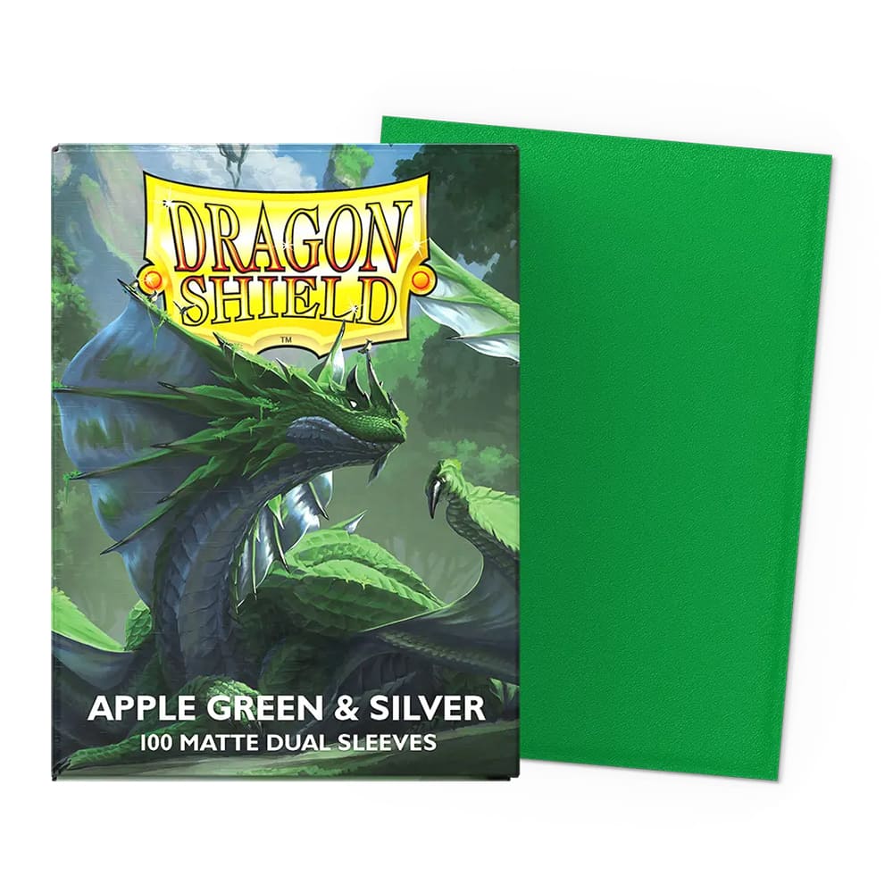 100 BUSTINE STANDARD - MATTE DUAL ART SLEEVES - GREEN & SILVER