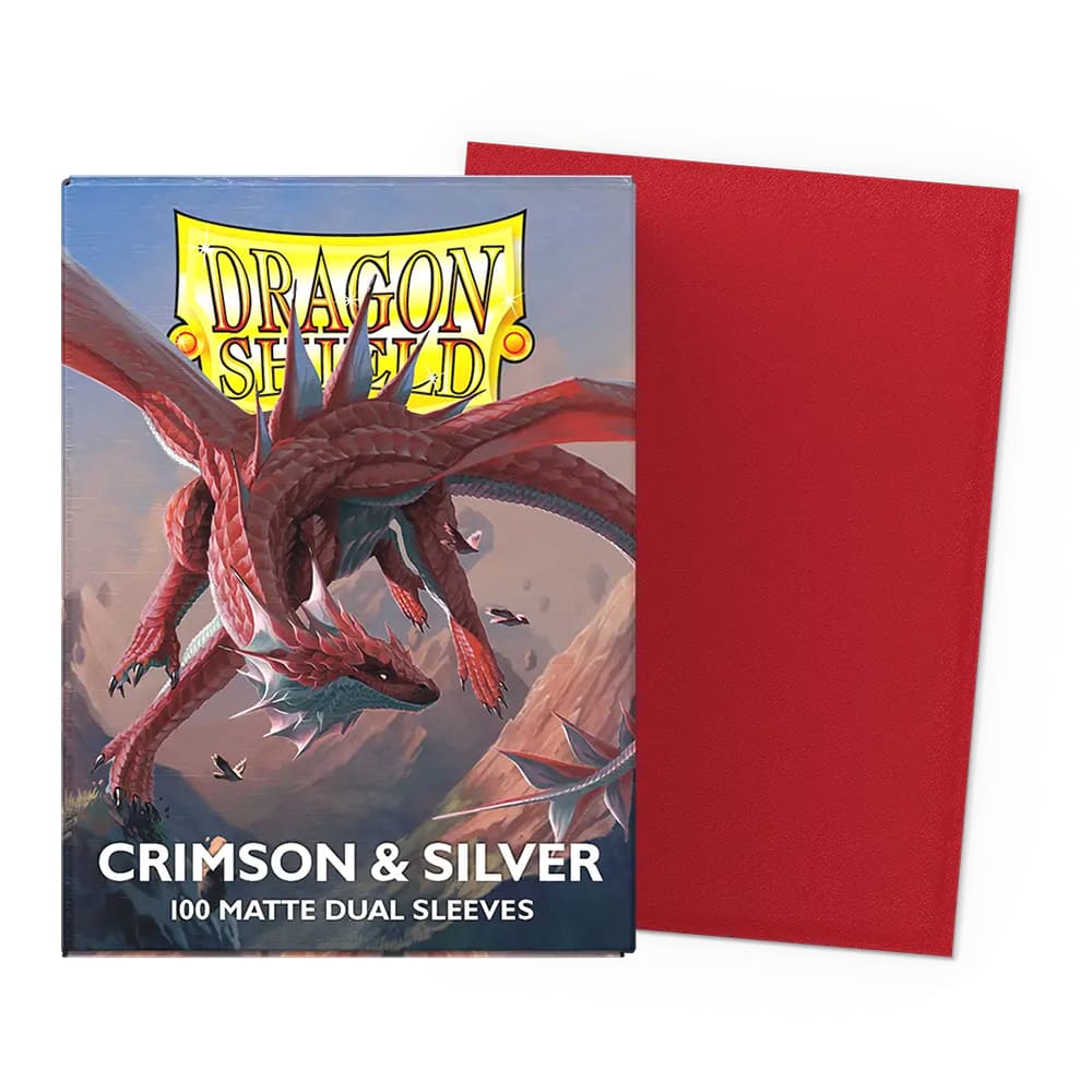 100 BUSTINE STANDARD - MATTE DUAL ART SLEEVES - CRIMSON & SILVER