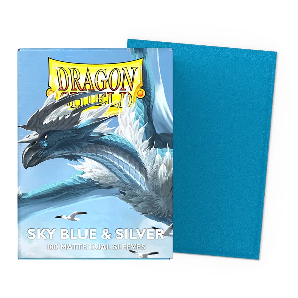 100 BUSTINE STANDARD - MATTE DUAL ART SLEEVES - SKY BLUE & SILVER