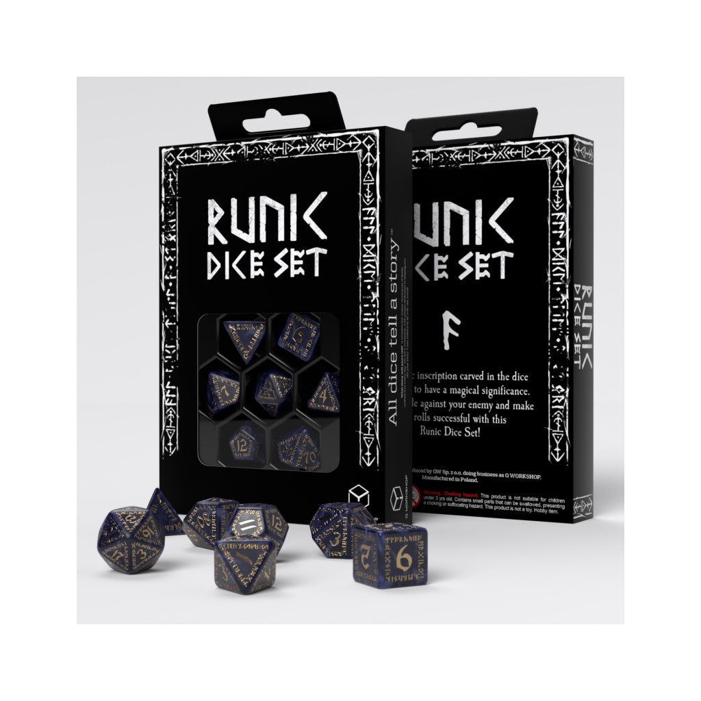 Q-WORKSHOP DICE SET RUNIC BLACK GOLD