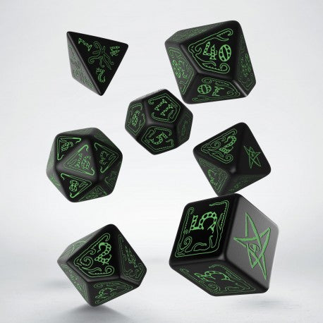 Q-WORKSHOP - DICE SET CALL OF CTHULHU GREEN BLACK
