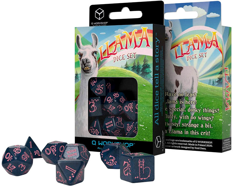 Q-WORKSHOP - DICE SET LLAMA BLUE PINK