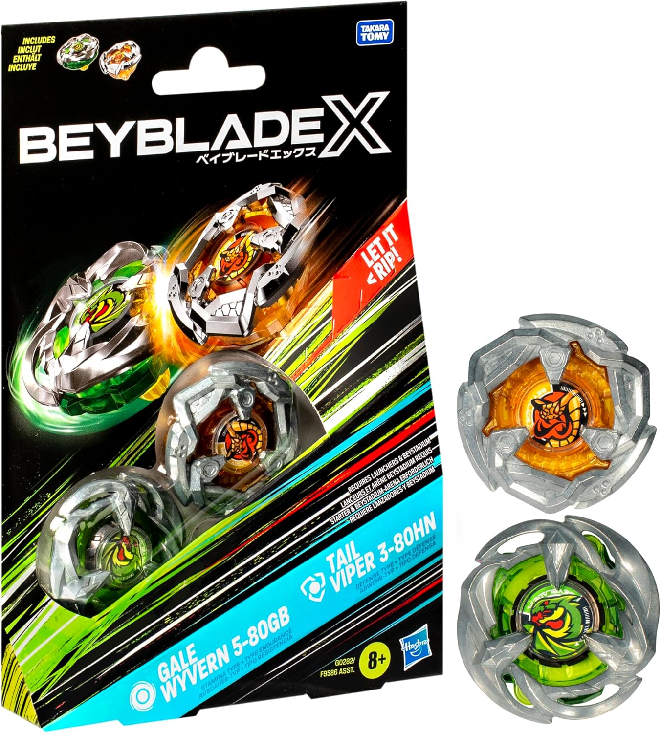 BEYBLADE X - DUAL PACK - GALE WYVERN 5-80GB + TAIL VIPER 3-80HN