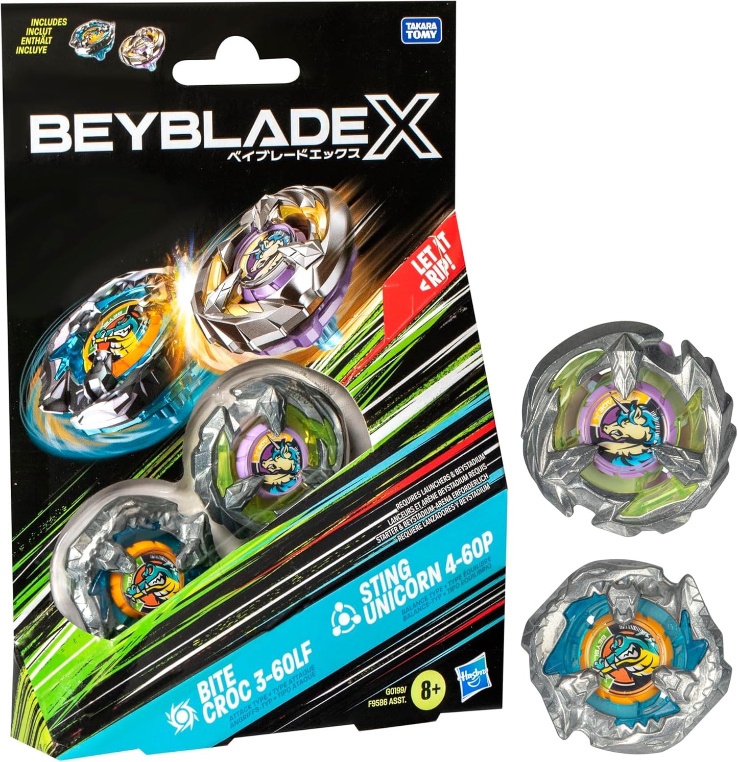 BEYBLADE X - DUAL PACK - BITE CROC 3-60LF + STING UNICORN 4-60P