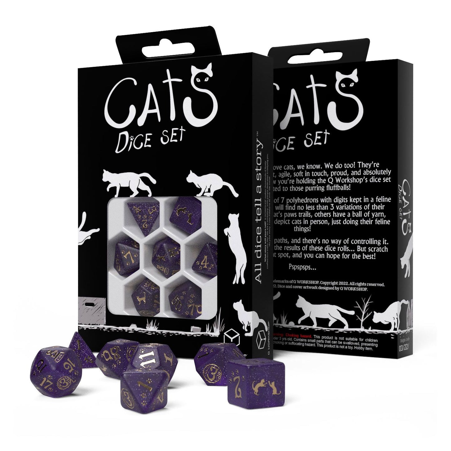 Q-WORKSHOP - DICE SET CATS PURPLE