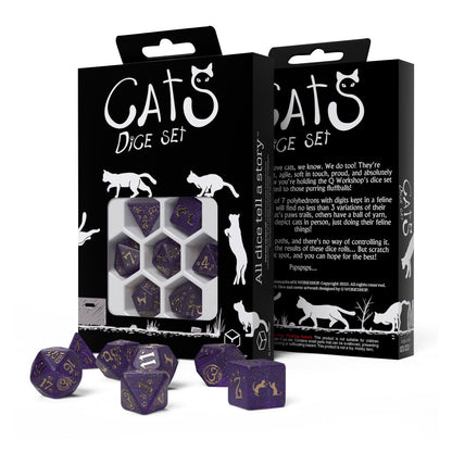 Q-WORKSHOP - DICE SET CATS PURPLE
