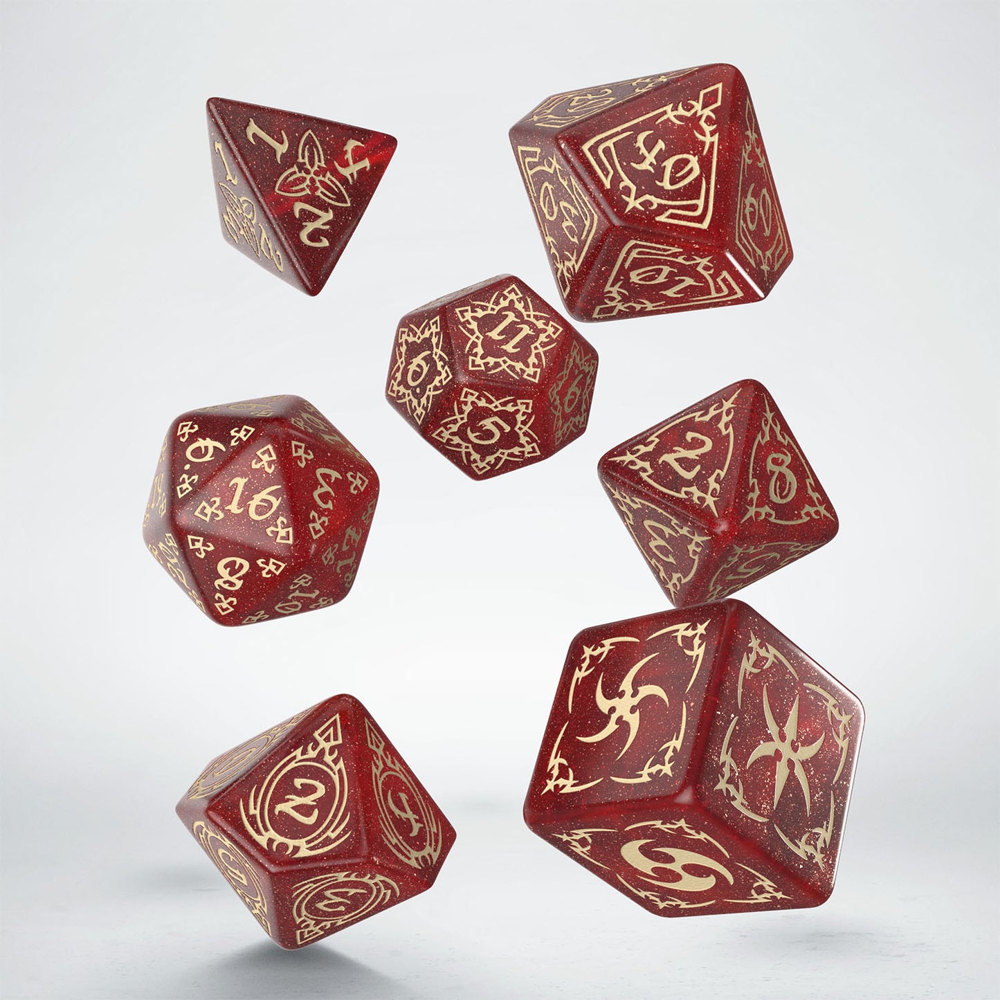 TRIBAL DICE SET: SHIMMERING RED AND BEIGE