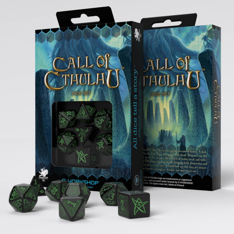 Q-WORKSHOP - DICE SET CALL OF CTHULHU GREEN BLACK