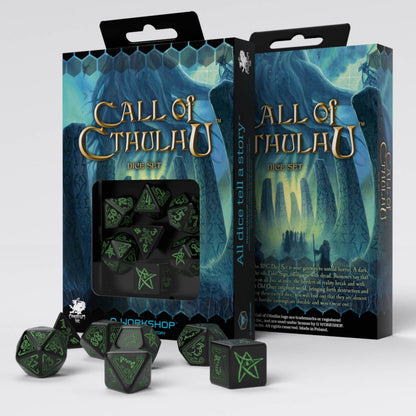 Q-WORKSHOP - DICE SET CALL OF CTHULHU GREEN BLACK