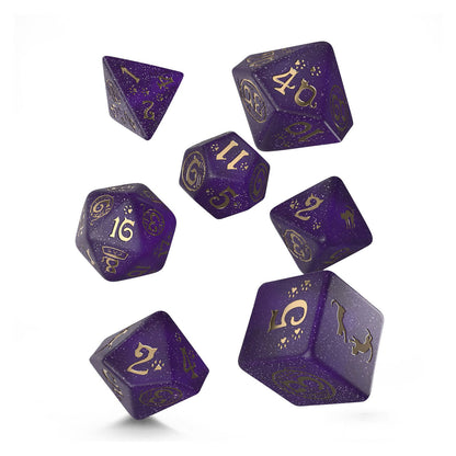 SCATOLA 7 DADI PURRITO - GOLD & PURPLE